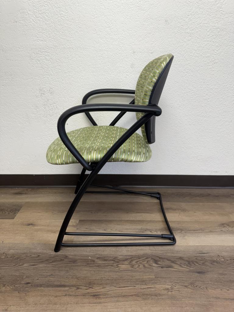 Steelcase Black Sled Base Green Guest Chair
