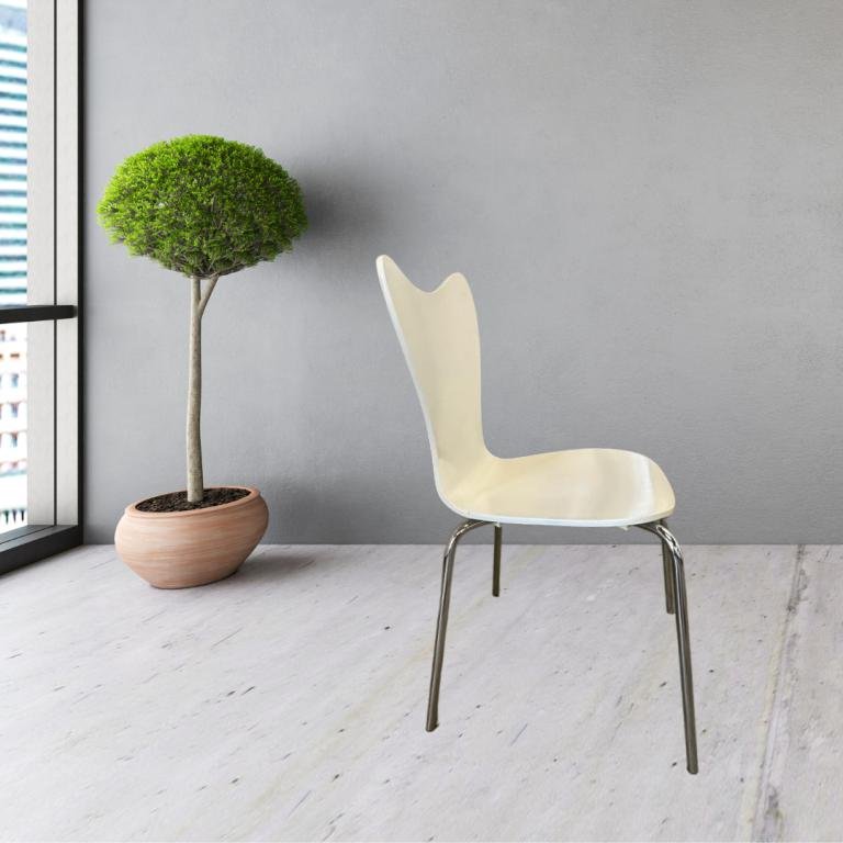 West Elm Chrome & white Designer Chair