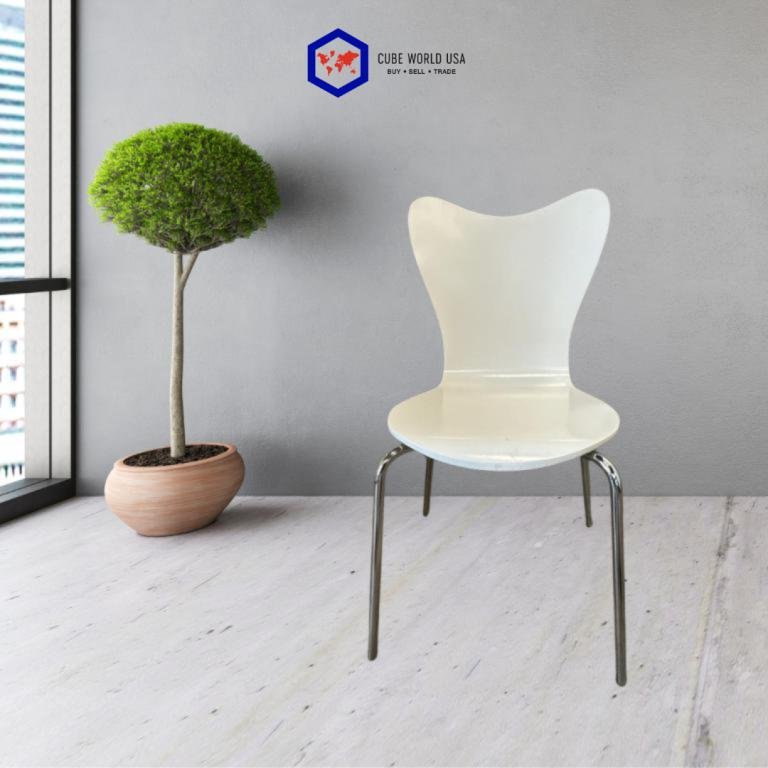 West Elm Chrome & white Designer Chair