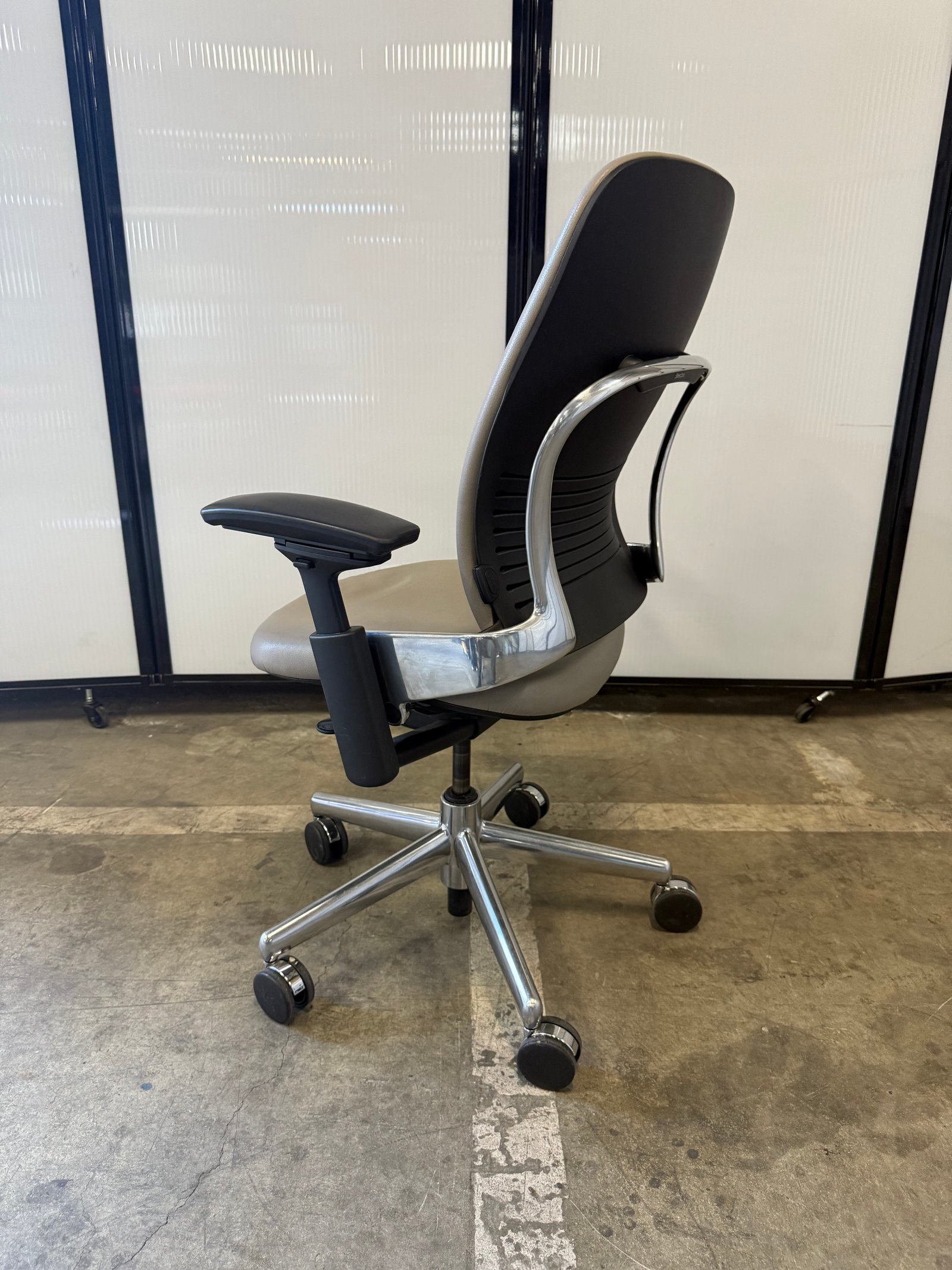 Steelcase Leap V2 neutral leather chrome base fully loaded