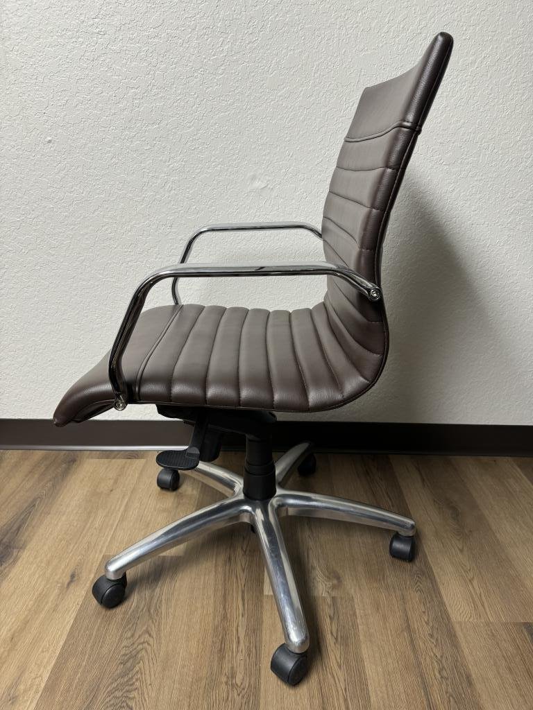 Compel brown vinyl chrome chairs