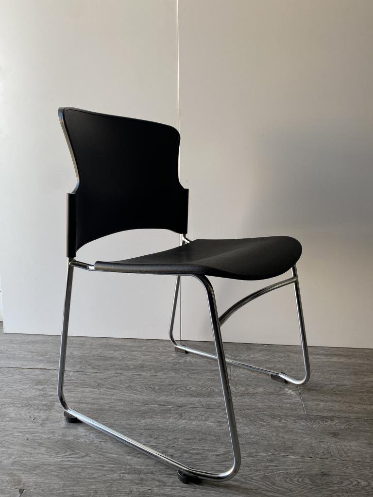 Black Boss Stack chairs with Steel Frame