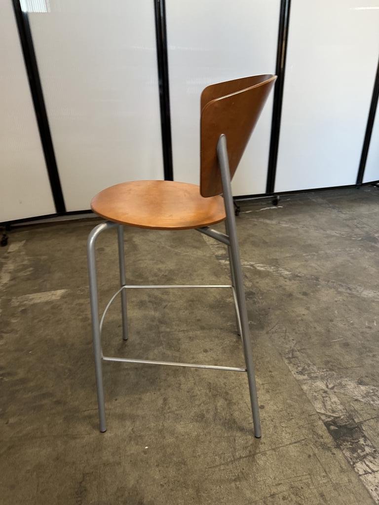 Leeland Veneer Stool With Swivel & Steel Base