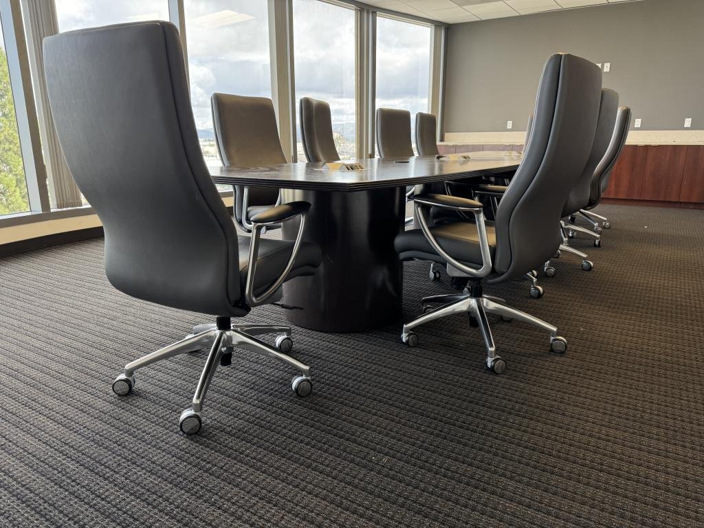 Black 16x4x42 boat shaped conference table