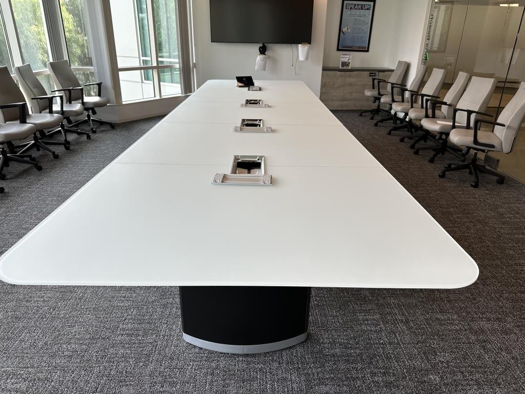 Knoll 18x5 black & white glass boat table