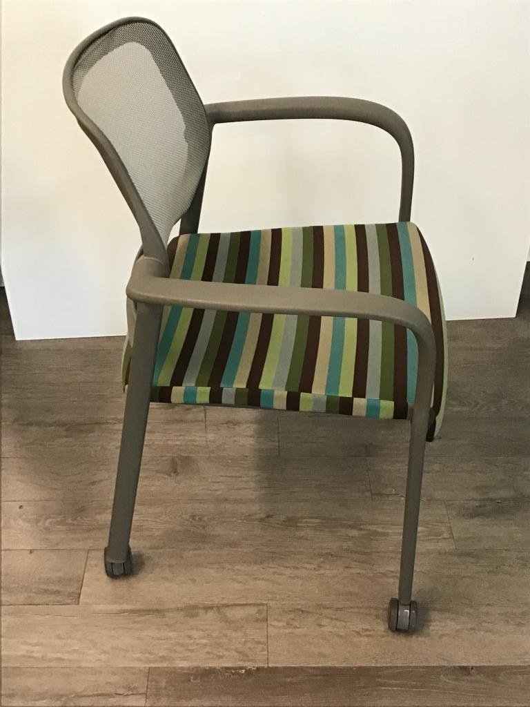 Haworth Striped mesh chairs on casters