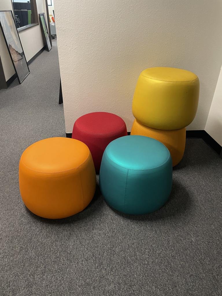 Soft seating colorful ottomans
