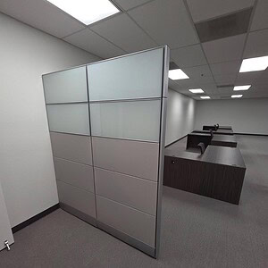 Divider wall for office break room, customizable size, 70-inch height, modern design.