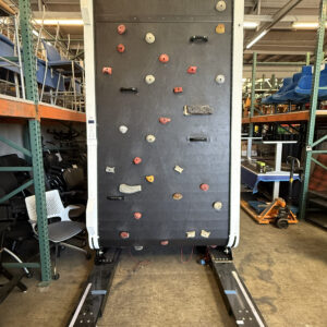 Climbing wall for indoor recreation, 67" wide, 7' deep, 130" tall, ideal for fitness and fun.