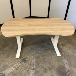 Haworth Hop electric HAT dog bone table, 60" long, 33"/29" deep, modern office furniture.