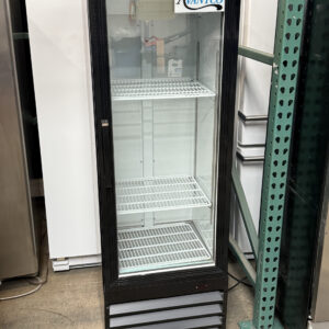Avantco fridge model 178GDC10, 62.5" tall, 21.5" wide, 23" deep, commercial refrigeration unit.