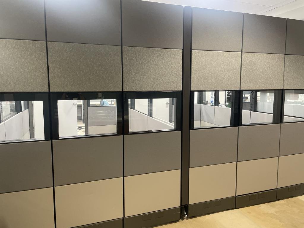 86" Herman Miller Ethospace Grey W glass