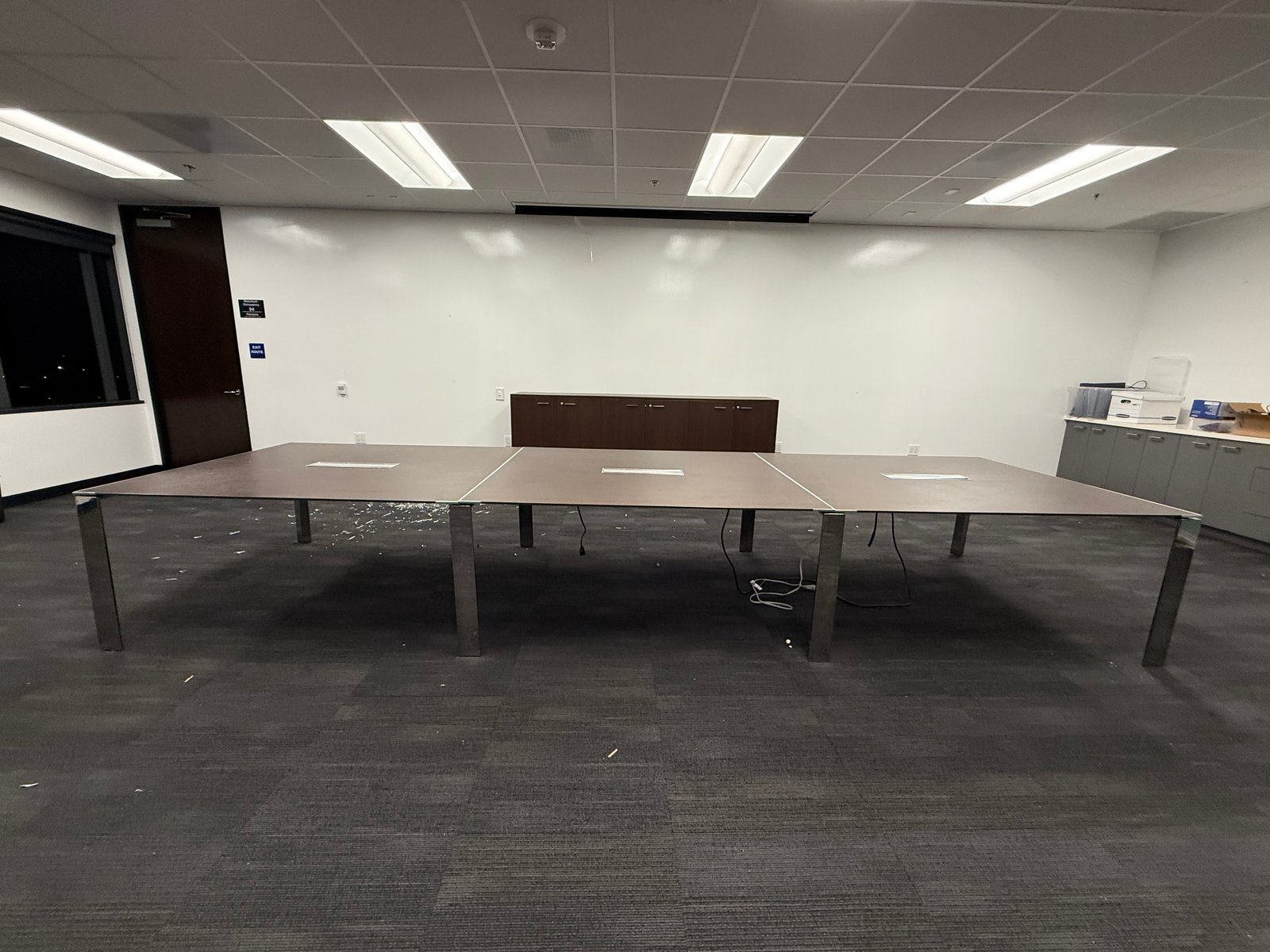 190x63in Espresso Powered Conference Table with Steel Legs