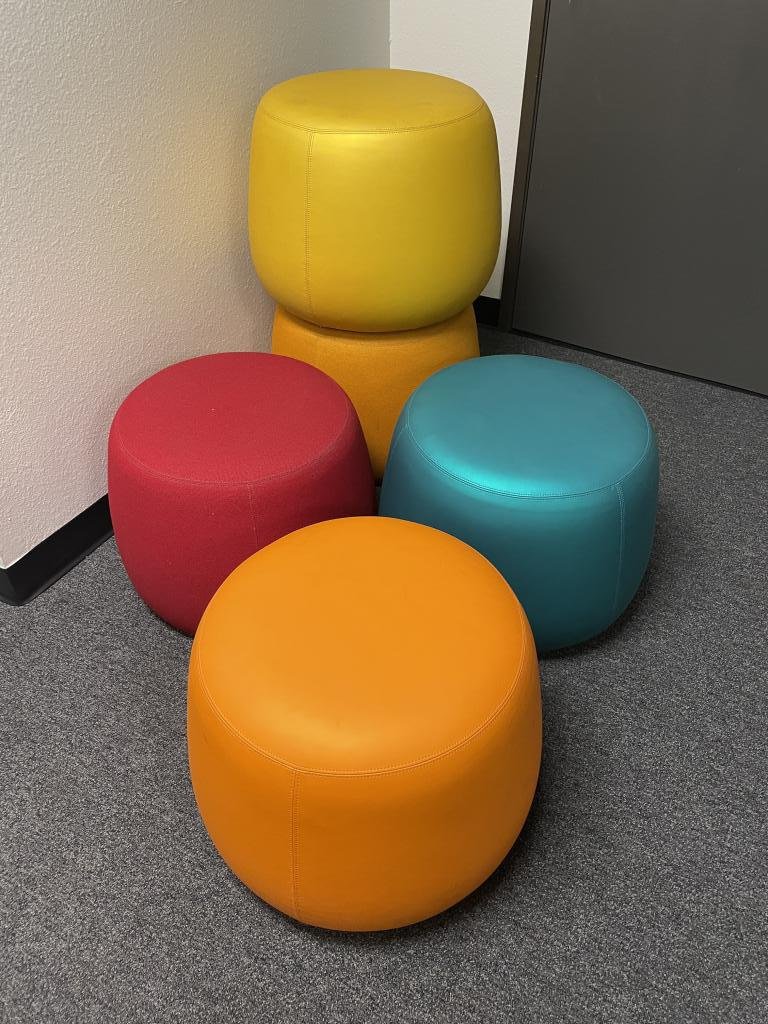 Soft seating colorful ottomans