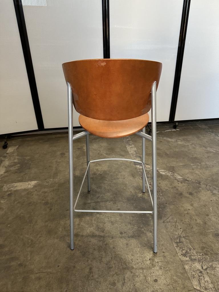 Leeland Veneer Stool With Swivel & Steel Base