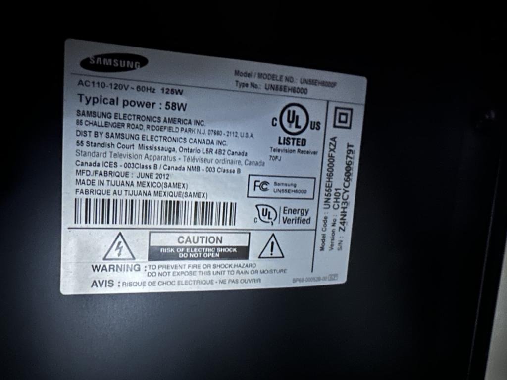 60" Smart TV Samsung un60es1000f