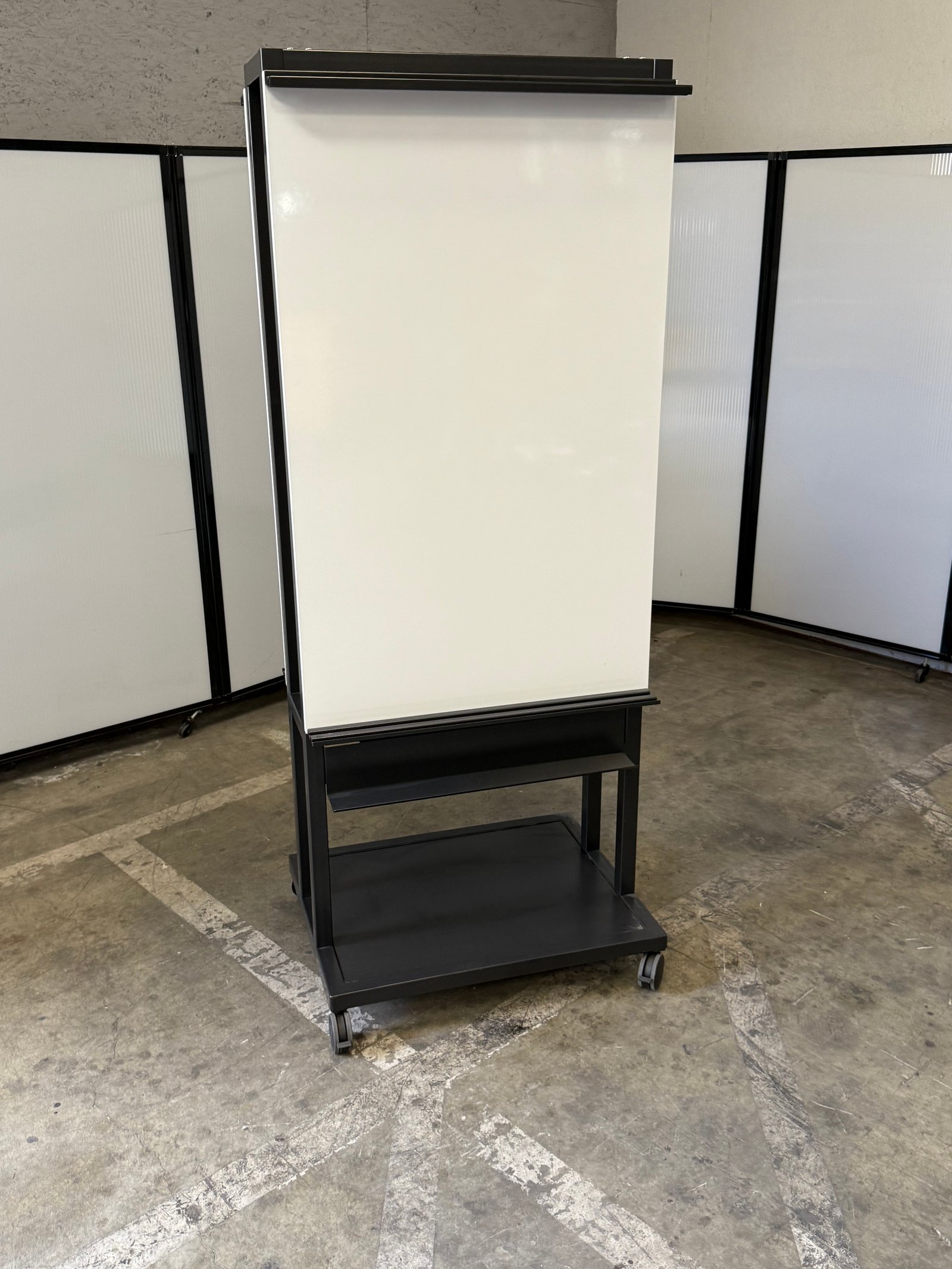 Steelcase whiteboards with extra removable boards black metal base on casters 30"Wx26"Dx75"T