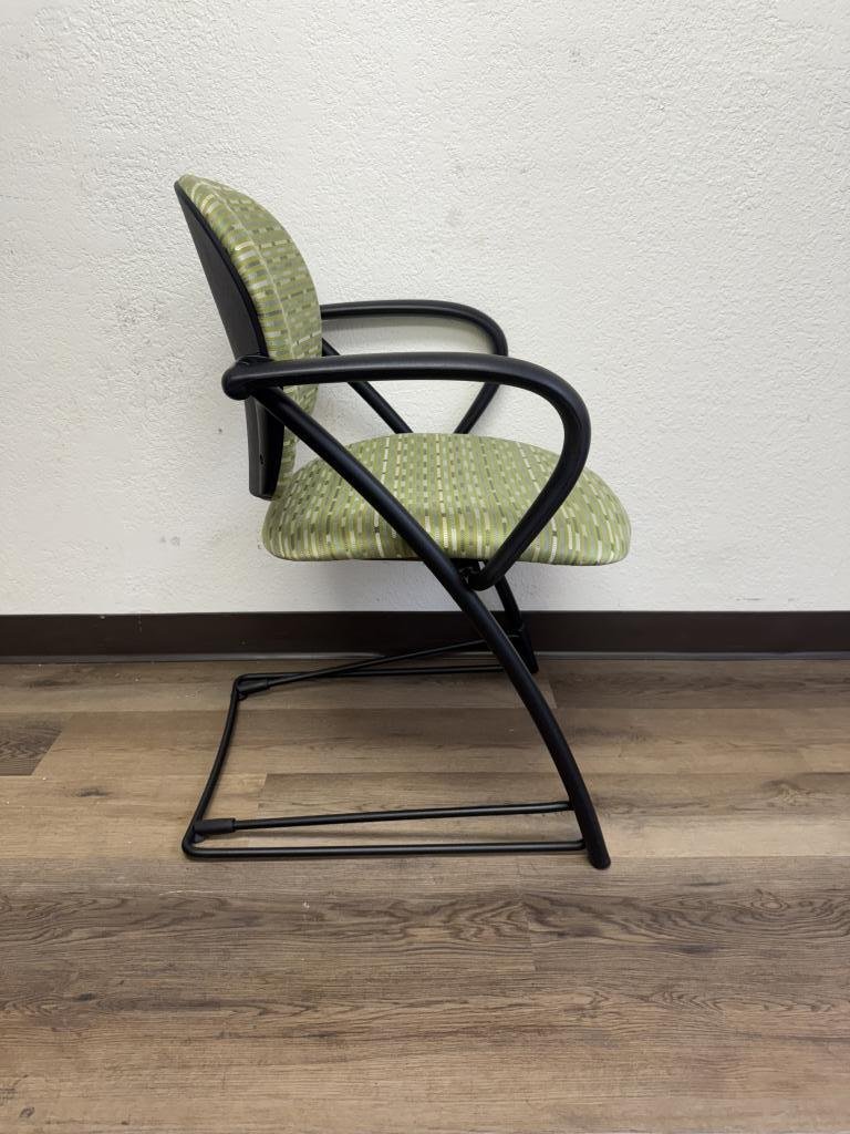 Steelcase Black Sled Base Green Guest Chair