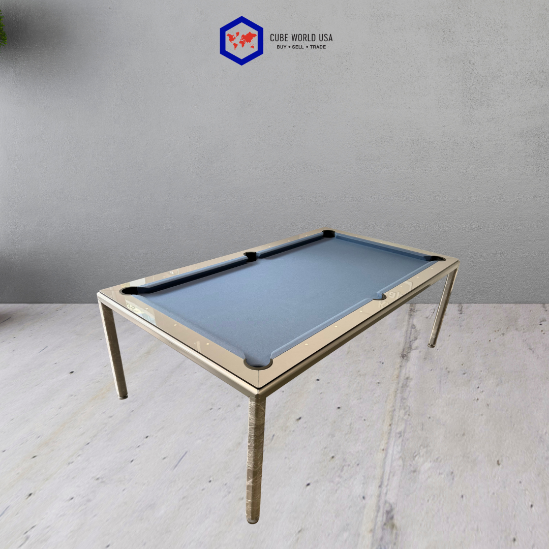 Custom Silver and Blue Granite Pool Table and Dinner Table
