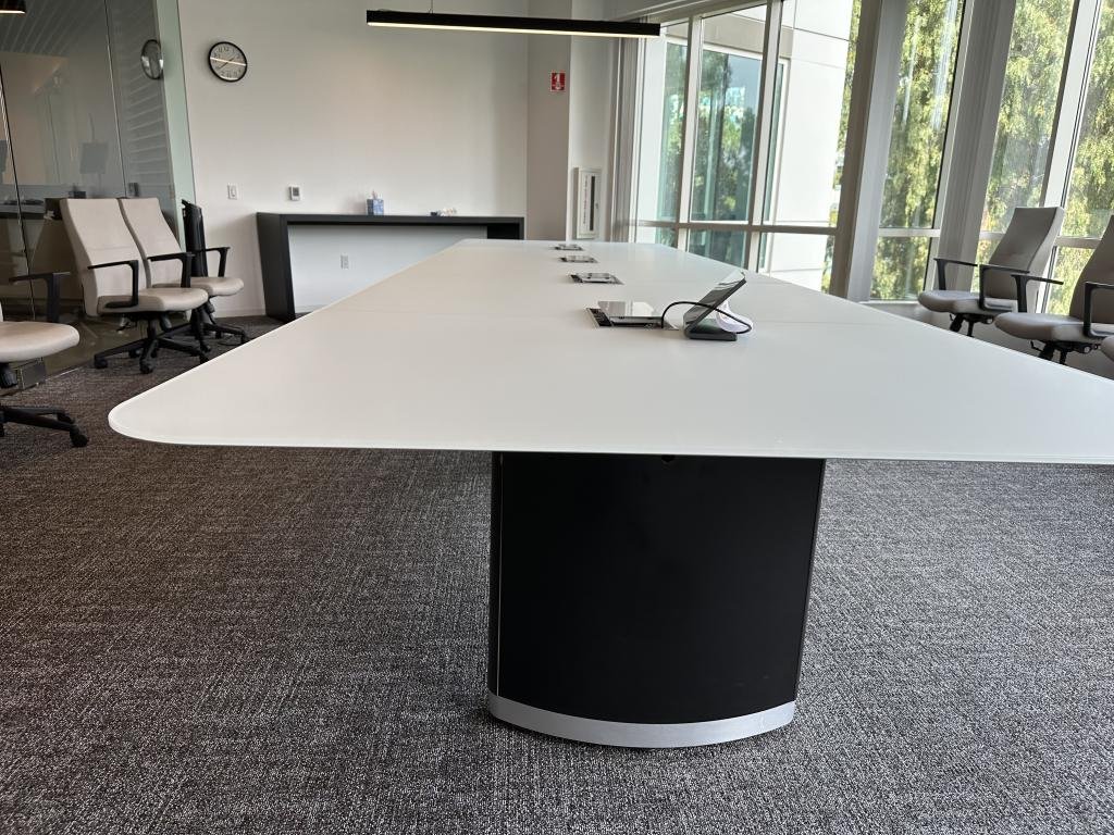 Knoll 18x5 black & white glass boat table