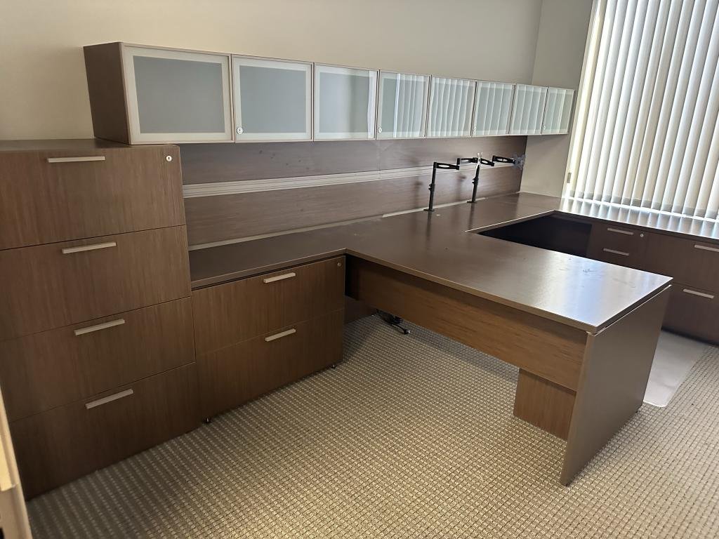 Teknion Espresso with 6' glass hutch