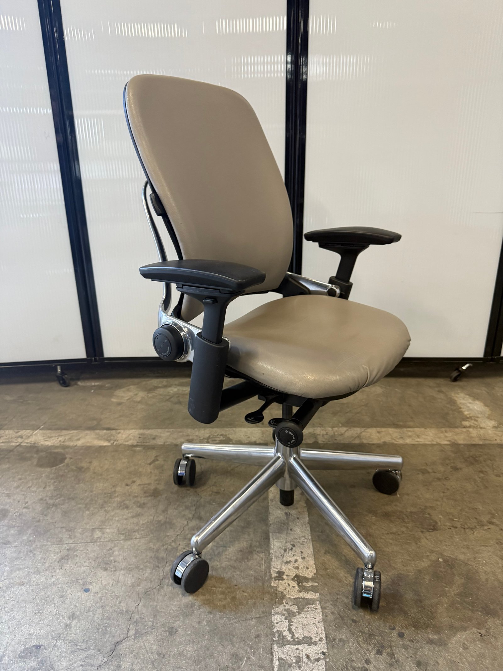Steelcase Leap V2 neutral leather chrome base fully loaded