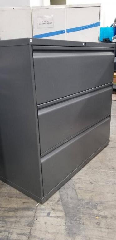 Knoll Gunmetal 3 Drawer lateral file 30"W