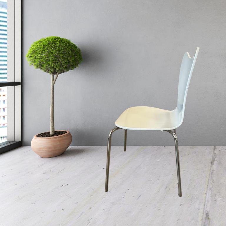 West Elm Chrome & white Designer Chair