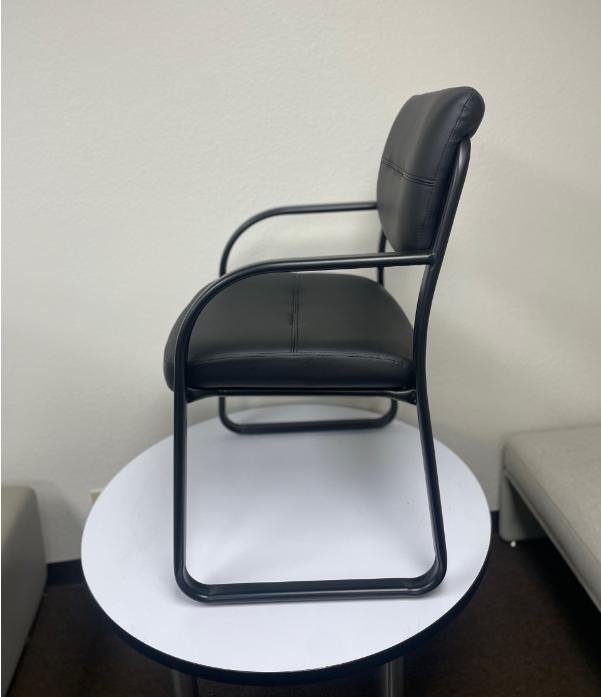 Boss Leather Sled Base Side Chair W/ Arms