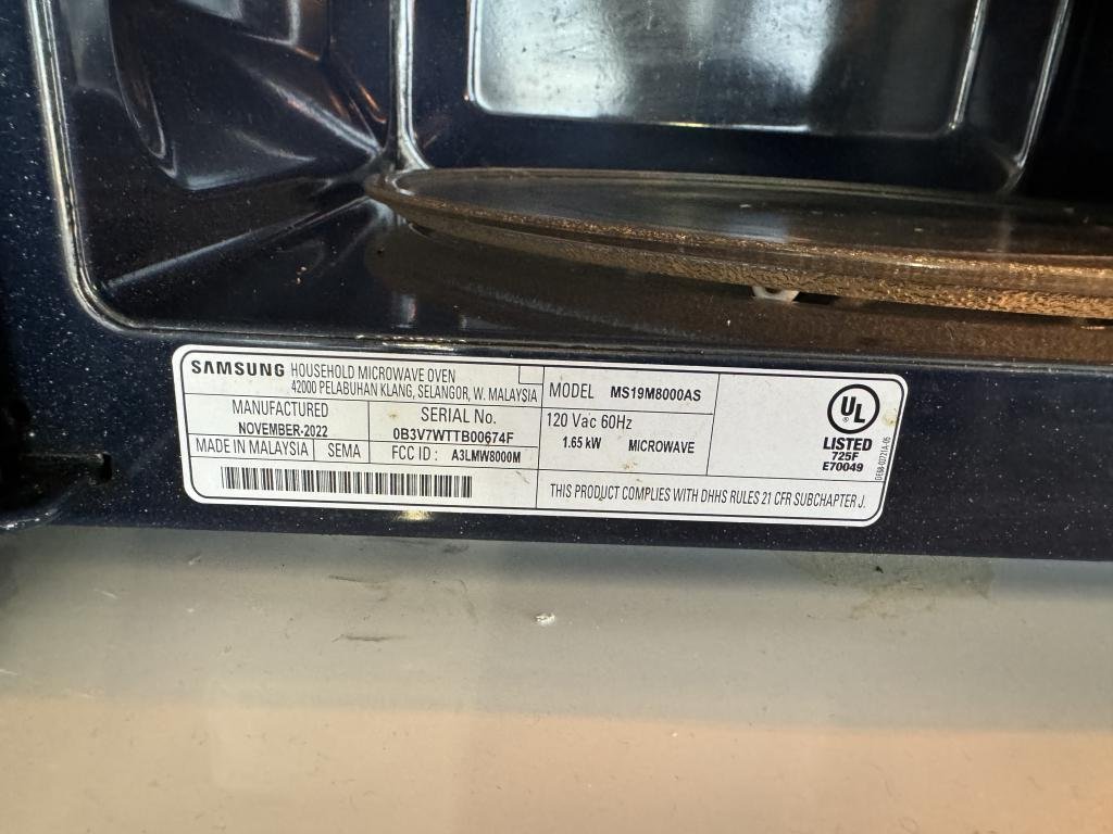 Samsung Microwave Model#ms19m8000as