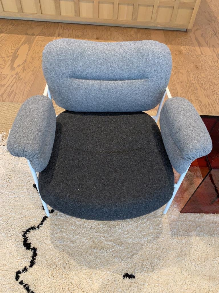 HAY plush two tone grey lounge chairs