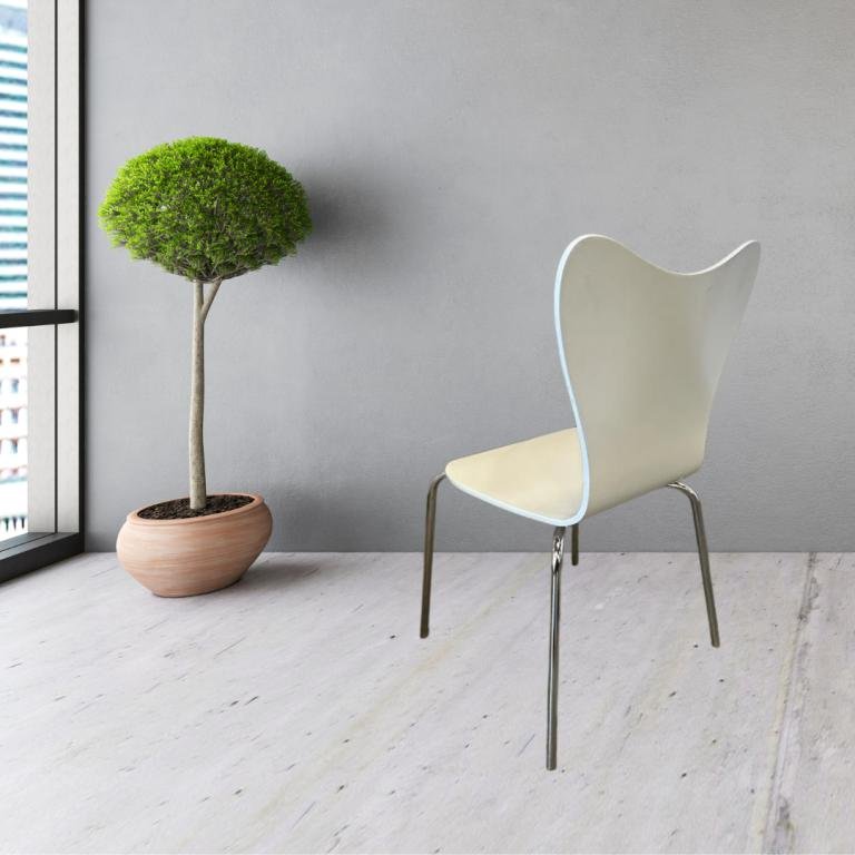 West Elm Chrome & white Designer Chair