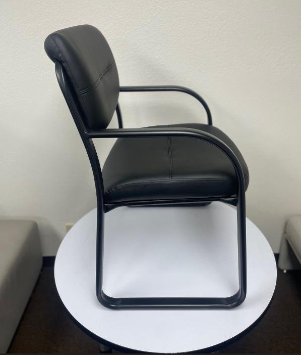 Boss Leather Sled Base Side Chair W/ Arms