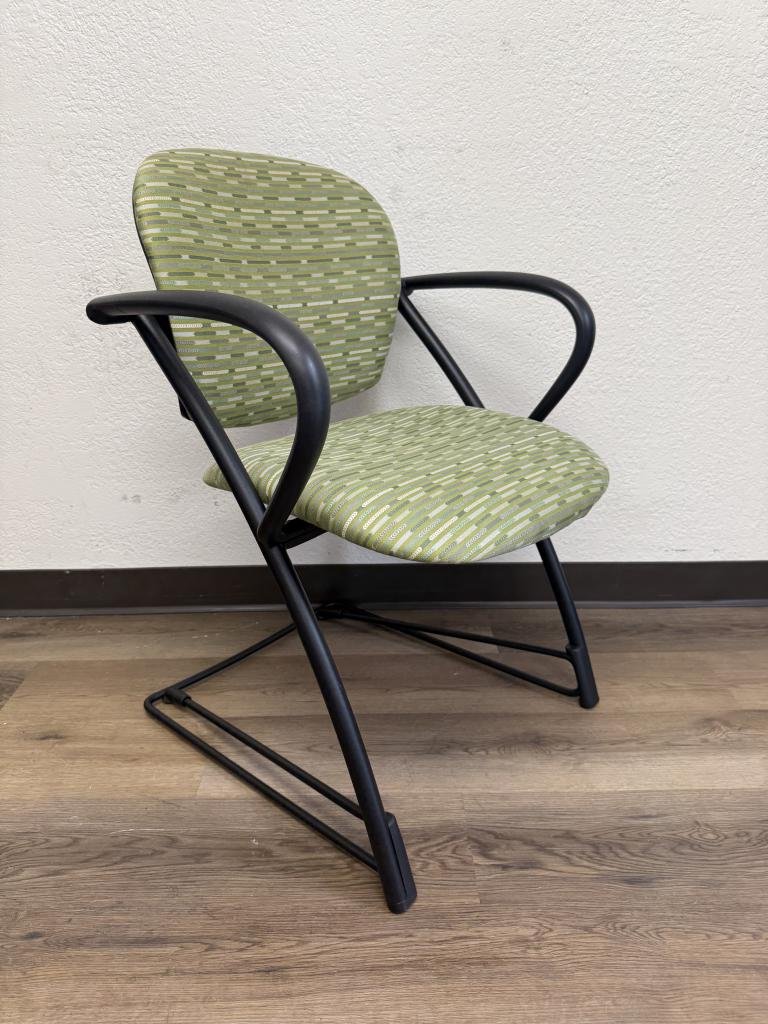 Steelcase Black Sled Base Green Guest Chair