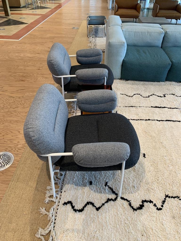 HAY plush two tone grey lounge chairs