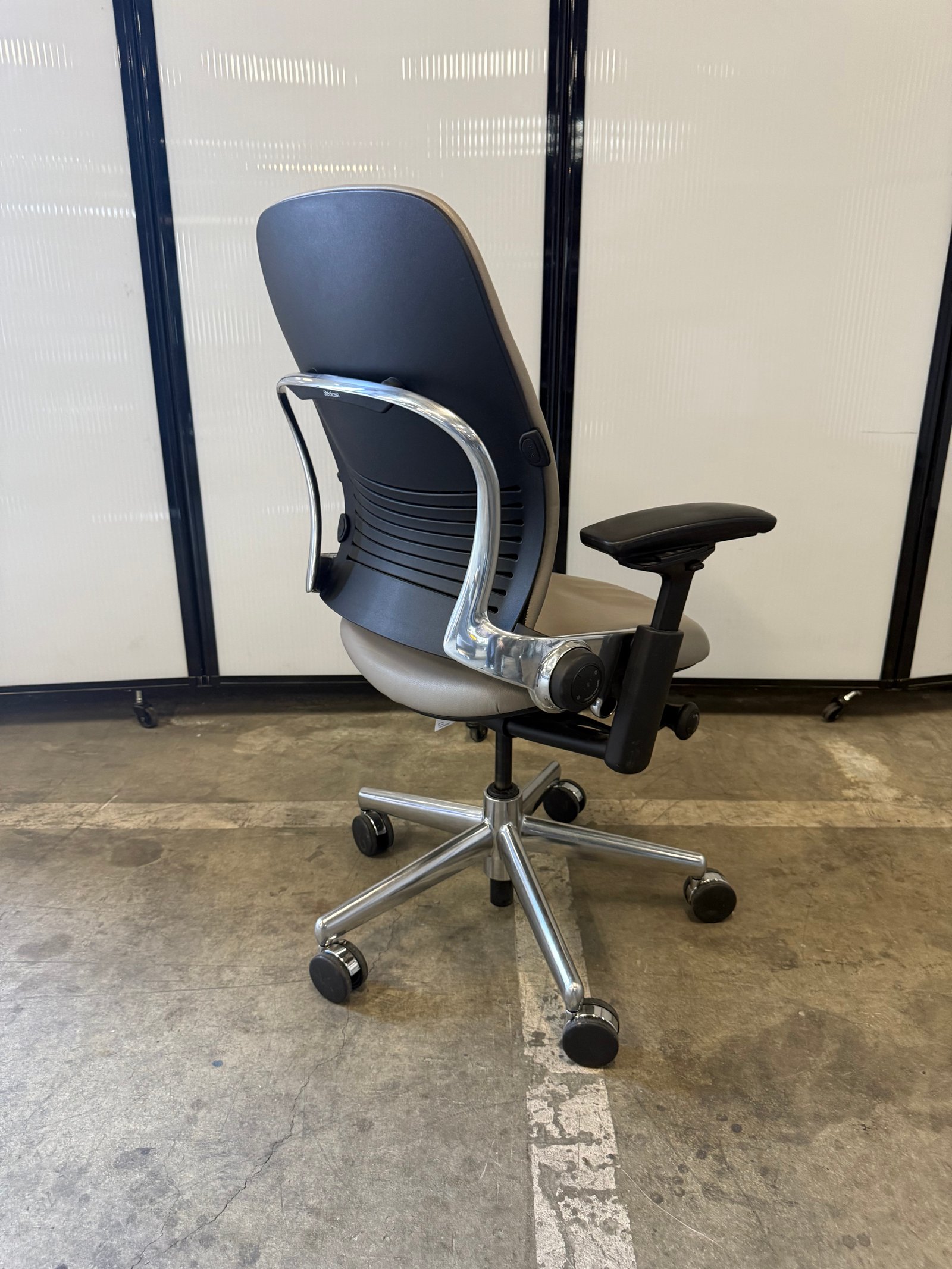 Steelcase Leap V2 neutral leather chrome base fully loaded