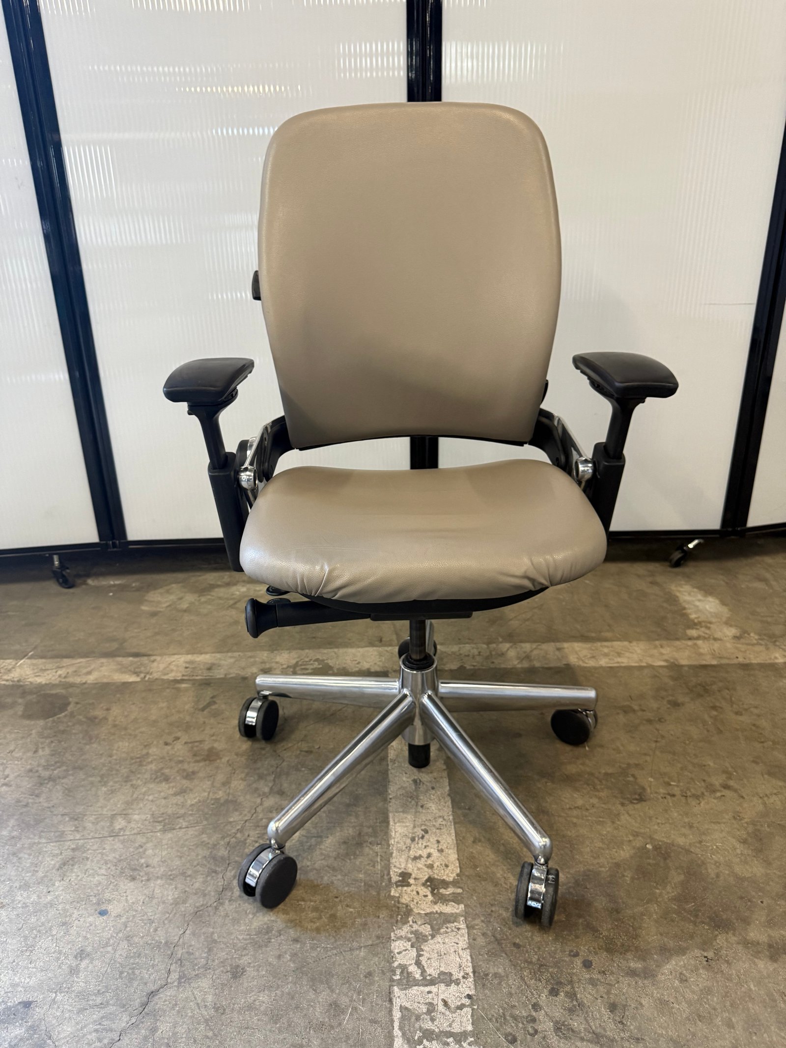 Steelcase Leap V2 neutral leather chrome base fully loaded