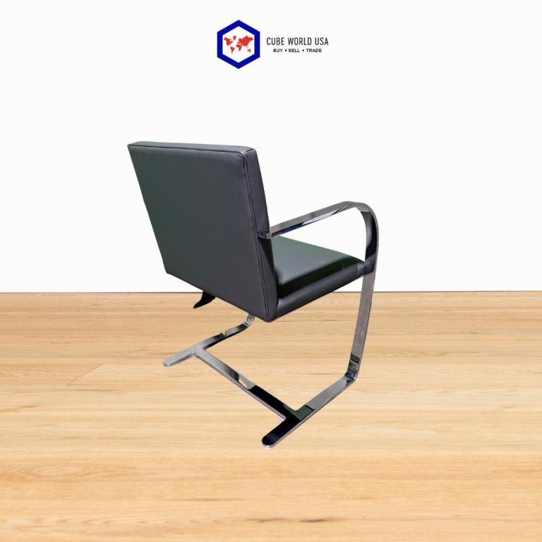 Knoll Studio Grey Leather Chrome Sled Base