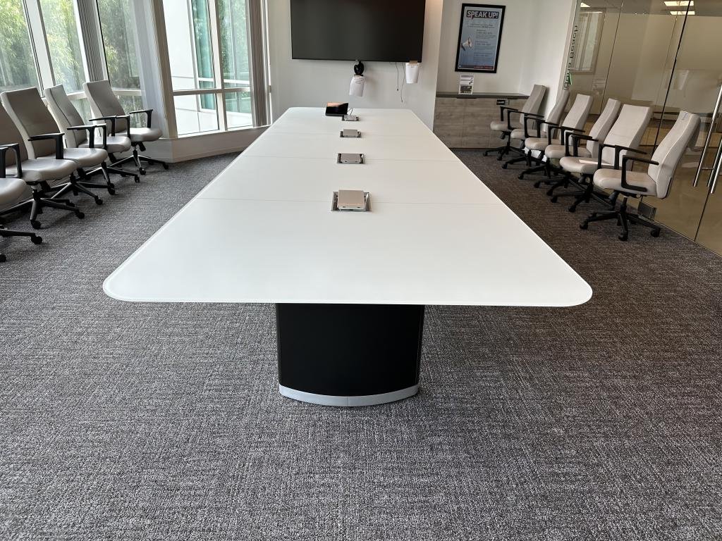 Knoll 18x5 black & white glass boat table