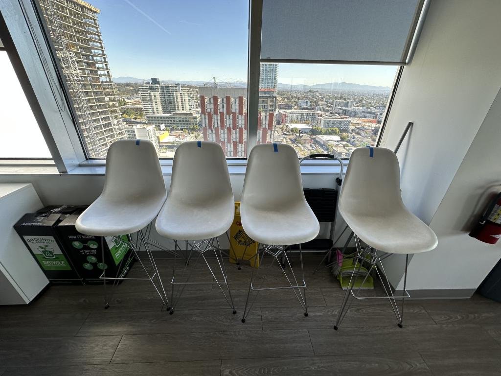 Eames Styled Bar Height White Stools