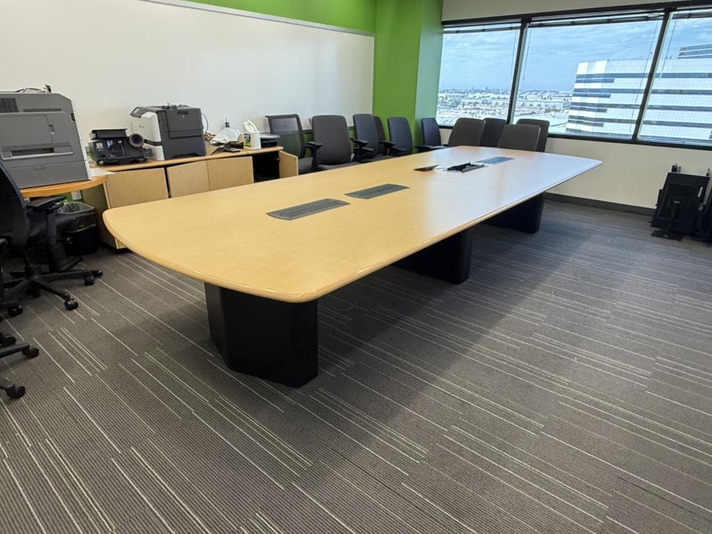 Steelcase 14x5ft Boat White Oak Powered Table