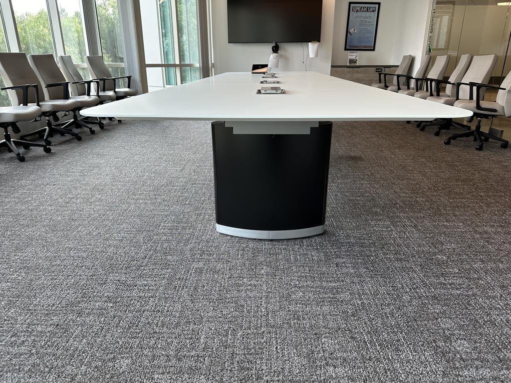 Knoll 18x5 black & white glass boat table