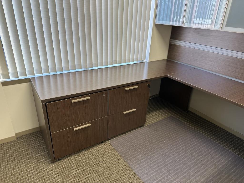 Teknion Espresso with 6' glass hutch