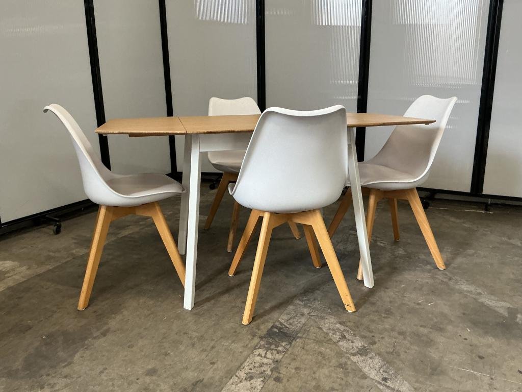 White Eames Inspired Maple Leg Chairs