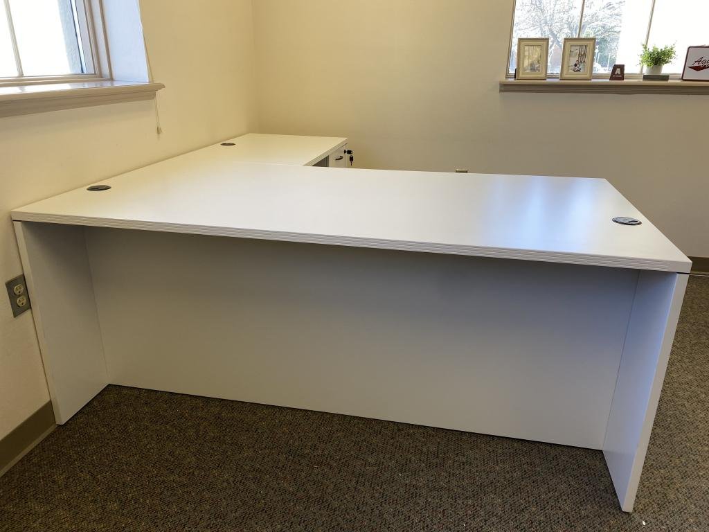OFS white 6x6 double ped desk in 6 finishes
