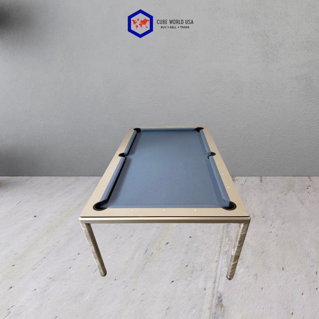Custom Silver and Blue Granite Pool Table and Dinner Table