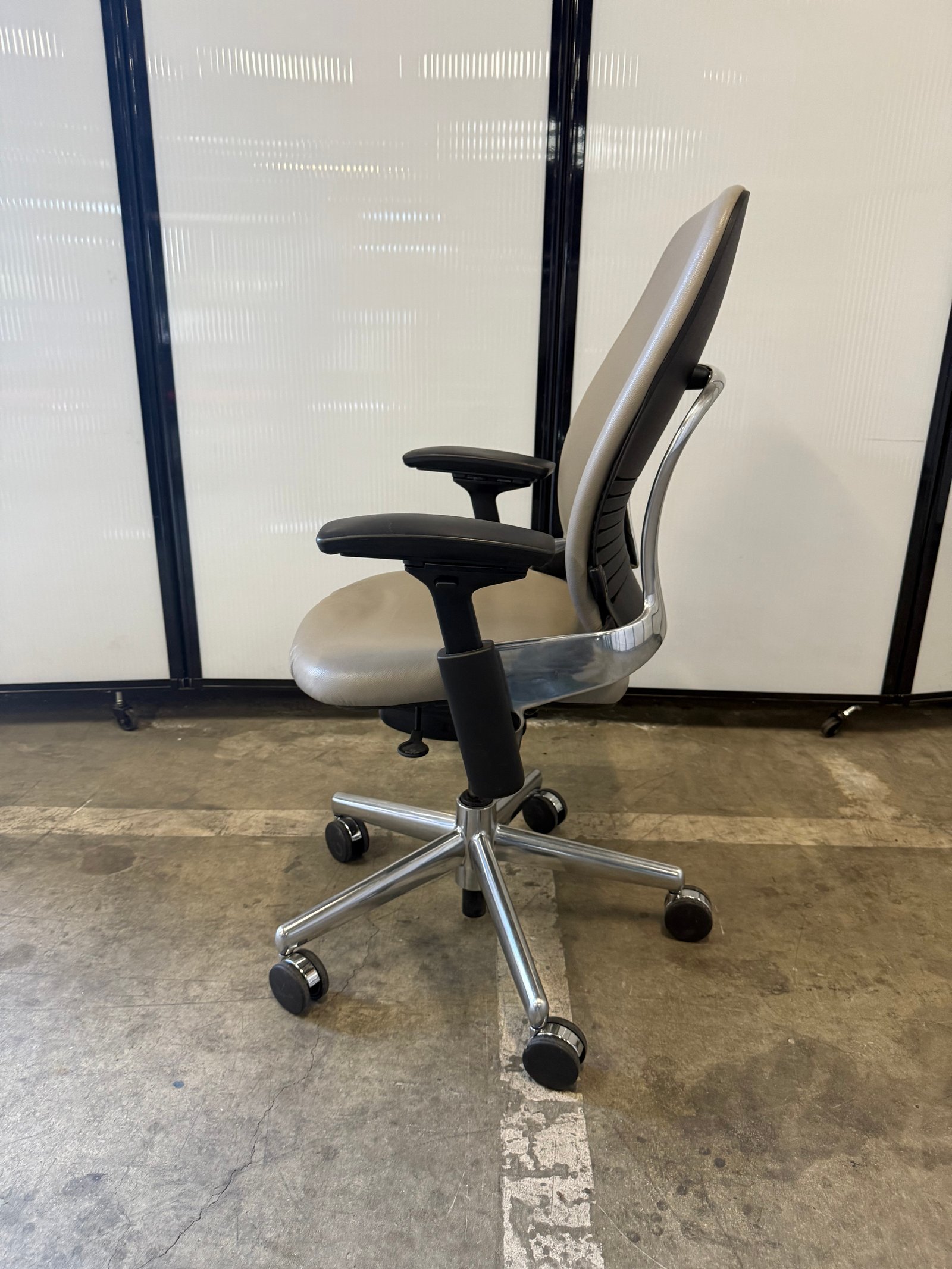 Steelcase Leap V2 neutral leather chrome base fully loaded