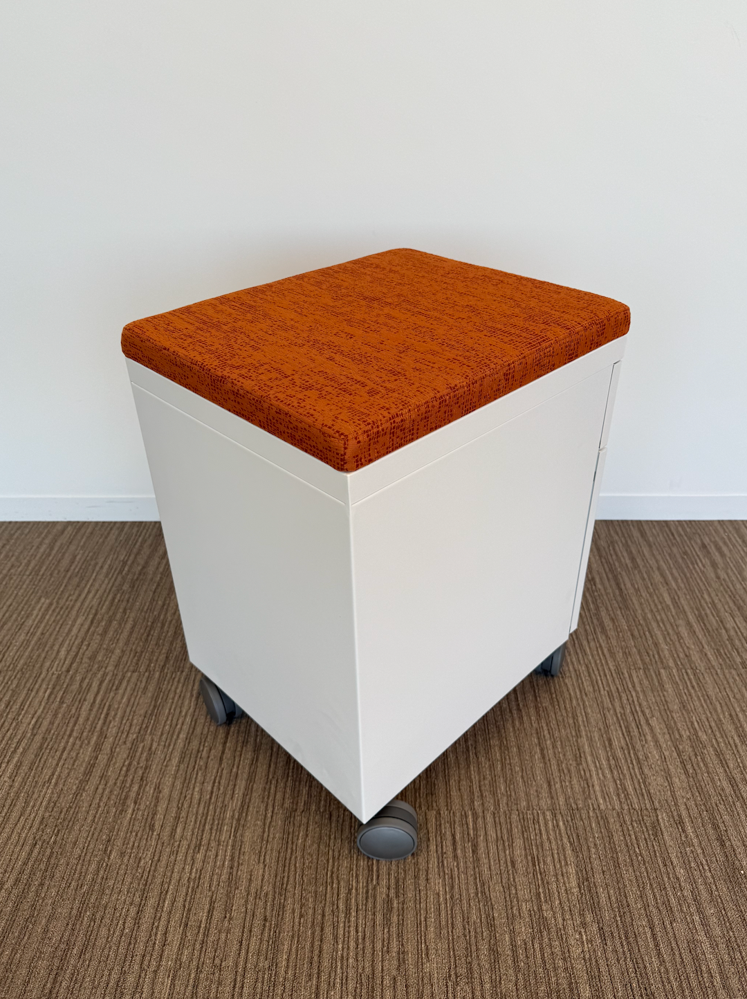 White BF Peds with Orange Cushion