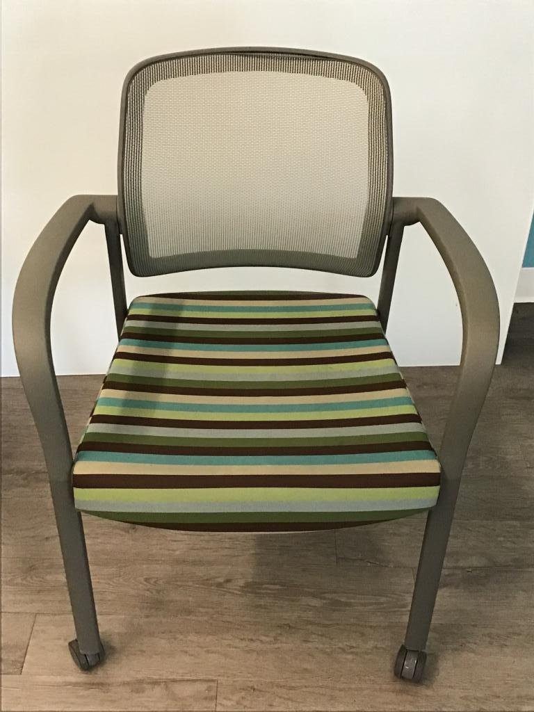 Haworth Striped mesh chairs on casters