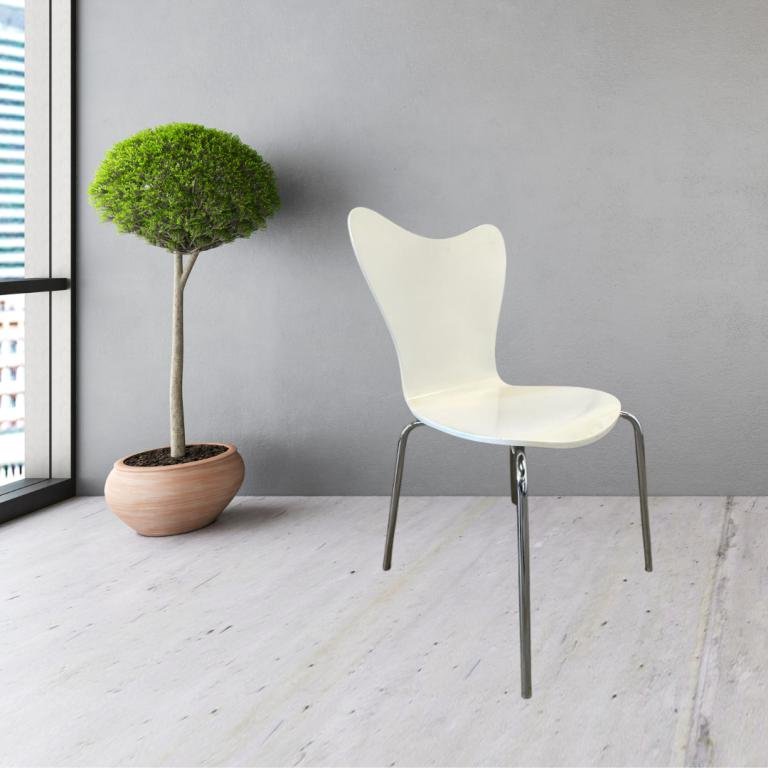 West Elm Chrome & white Designer Chair